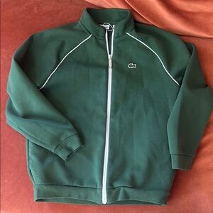 Lacoste Dark Green Full-Zip Jacket with White Piping